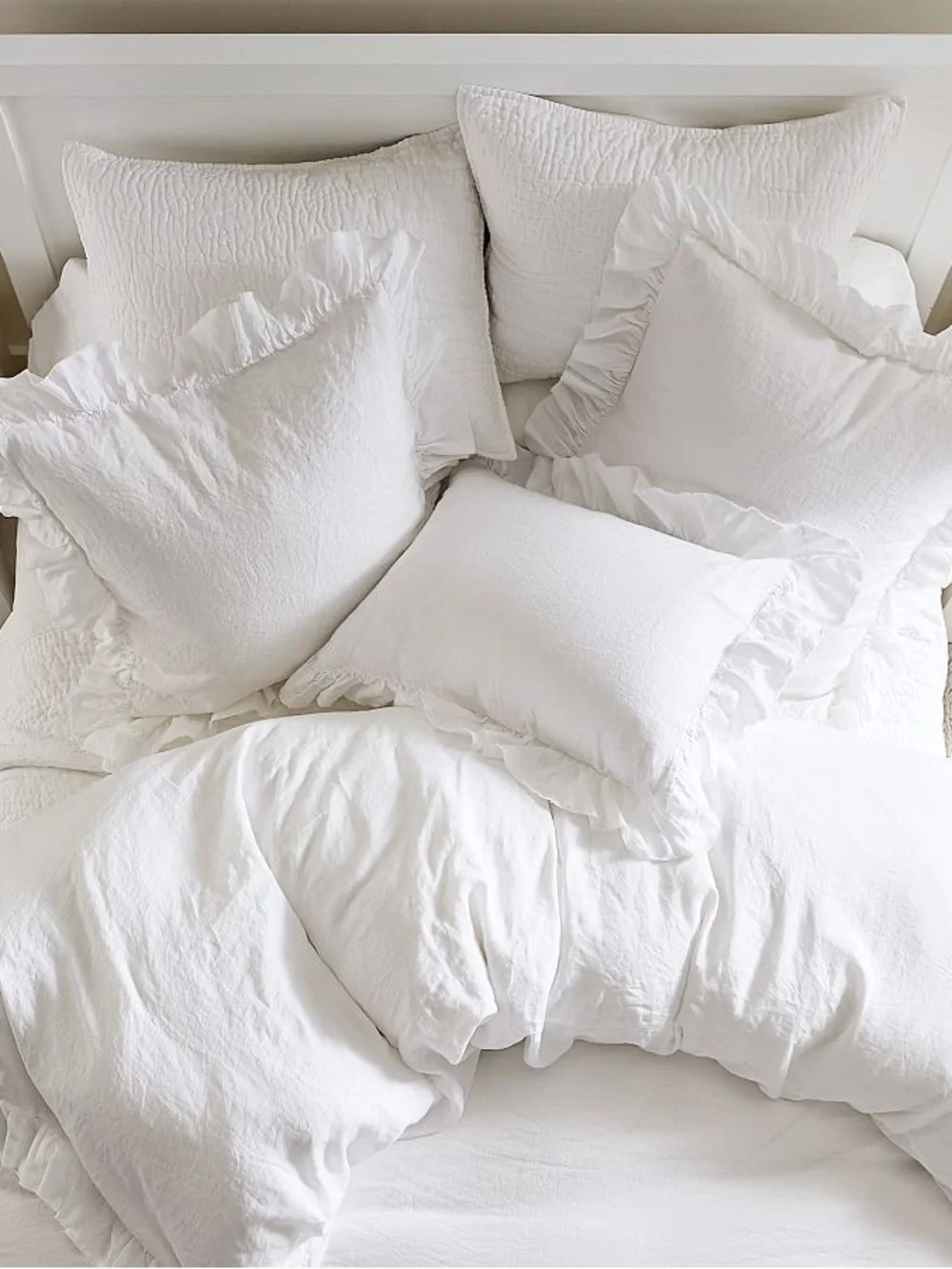 Pottery Barn White European Linen Pillow Cover with Subtle Texture